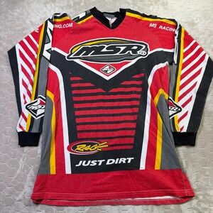 VTG MSR Racing Motocross Shirt Jersey Long Sleeve Sz Large 90s USA Made Faded